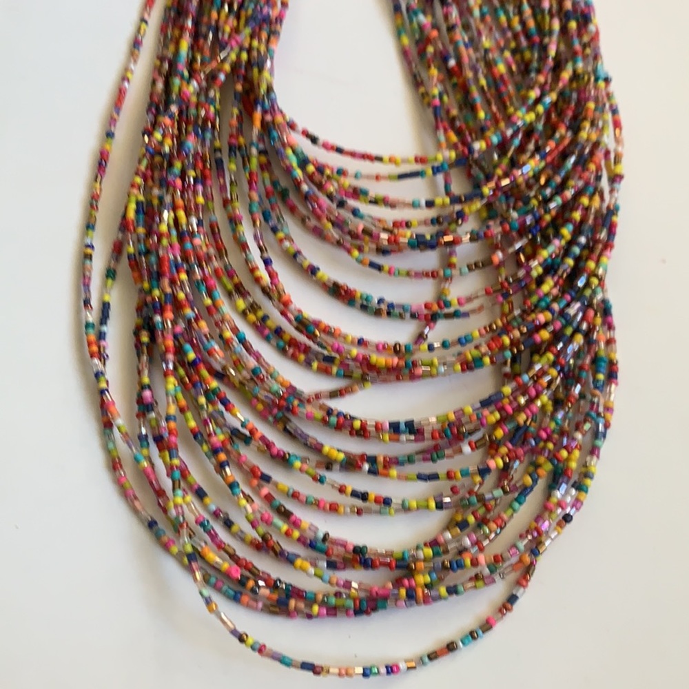 Multicolor Beaded Multi Strand Statement Necklace - image 6